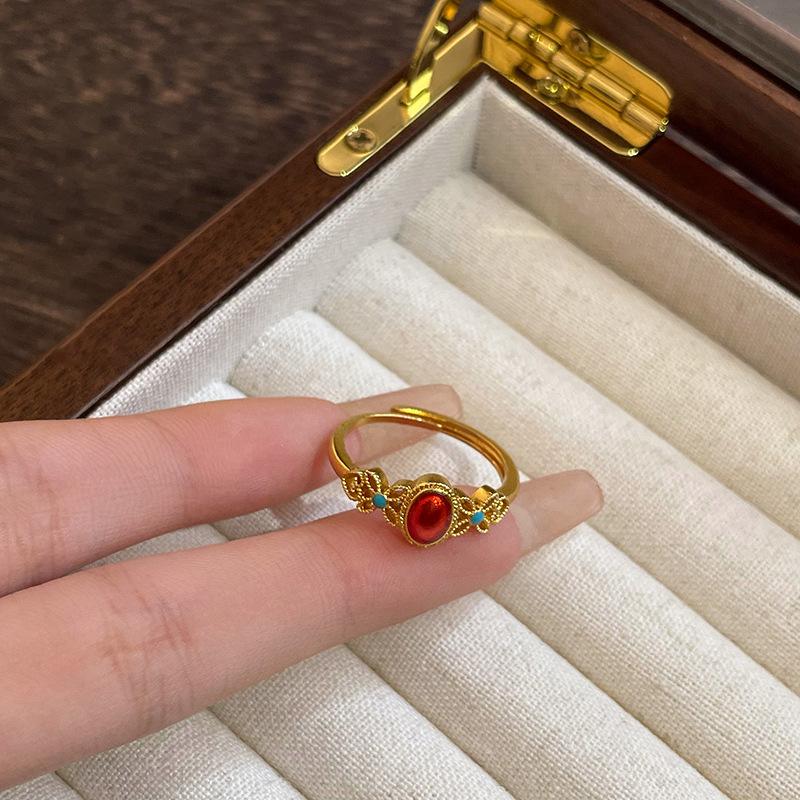 

24 капли масла кольцо с открытием ретро светлая роскошь изысканное кольцо на указательный палец темперамент ниша высококлассные ювелирные изделия