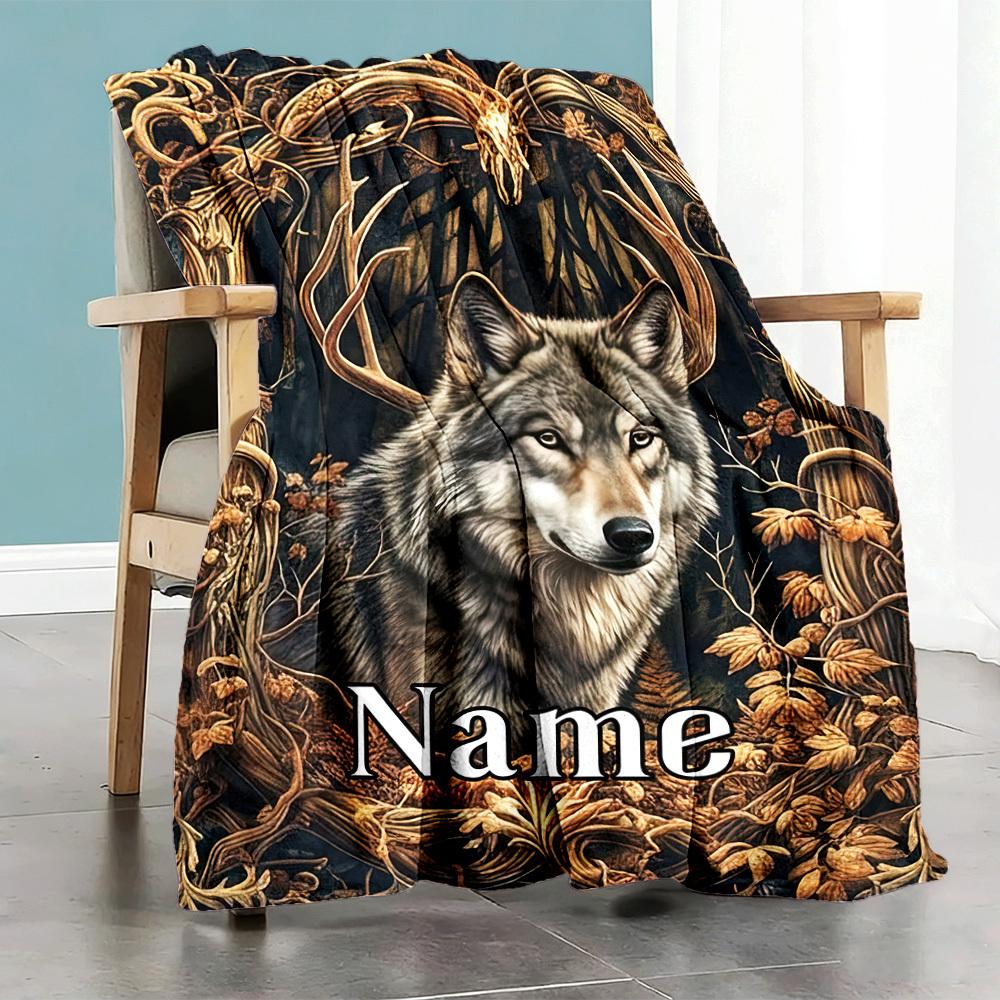 Wolf Forest Home Customize Your Name Customize Your Name Blankets Comfortable Soft Lightweight Allseason Multipurpose Customize Your Name Blanket For