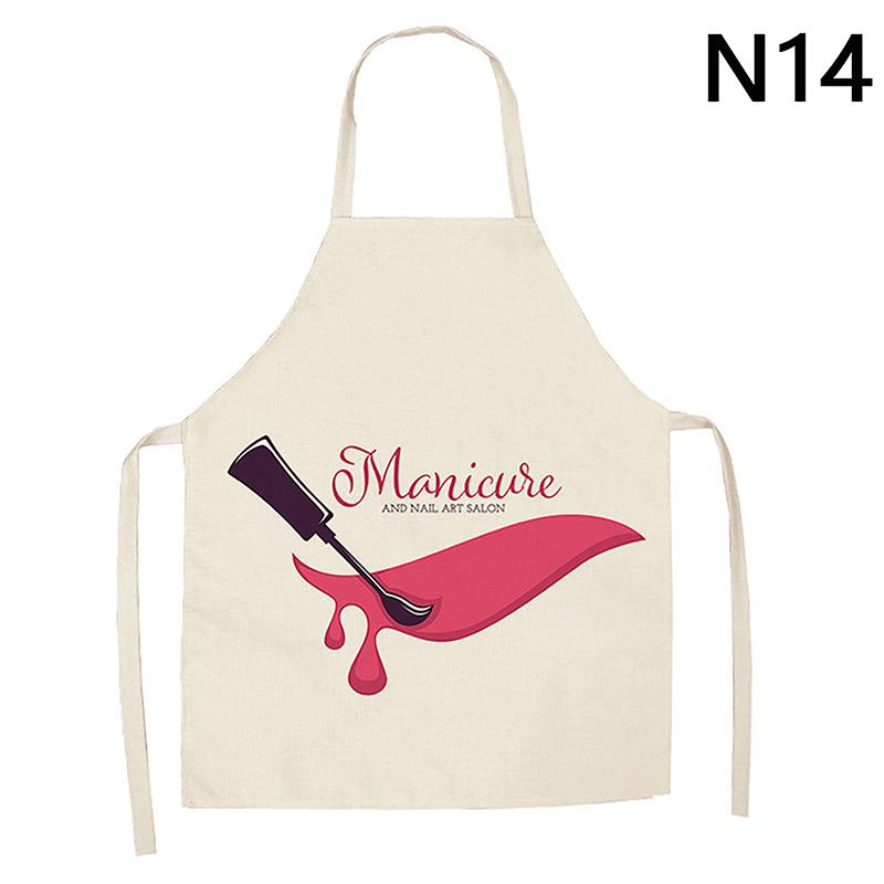 Nail Polish Lipstick Beauty Kitchen Women Apron Household Cleaning Cotton Linen Pinafore Salon Home Cooking Baking Adult Bib