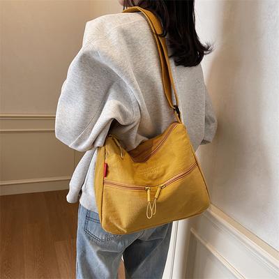 Korean Minimalist Oxford Square Women's Bag - Solid Color Soft Large Capacity Multifunctional Commuter Shoulder Bag, Casual Fashion Versatile