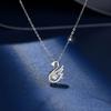 Luxury Shiny Silver Full Zircon Little Swan Pendant Necklace for Woman Summer Exquisite Collarbone Chain Jewelry Gifts