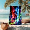 1PC Custom Name Neon Yorkie Cityscape Beach Towel Highly Absorbent And Sand-Resistant Towel for Swimming, Pool, Yoga, And Travel Lightweight