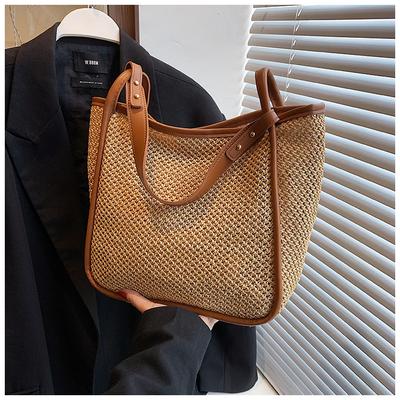 Gewebte Strohtasche Damen große Kapazität 2025 neue Sommer Schulter Tragetasche Premium Strandtasche
