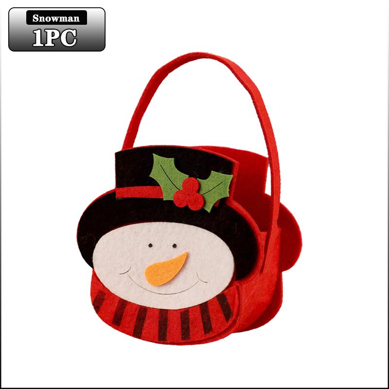1-10PCS Christmas Felt Candy Bags Cartoon Apple Pouch Santa Sack Kids Gift Packaging Bag Xmas Tree Holiday Decoration