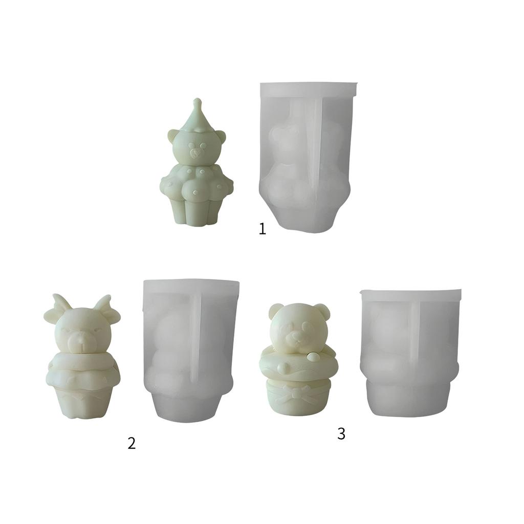 Cute Bear Silicone Mold for Soaps Candle Making for Birthdays Anniversaries Cartoon Bear Scented Candles Mold Christmas