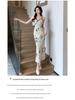 Authentic Chinese-Style Satin Camisole Dress: National Print, Bias Cut, High Waist, Slimming, Long-Tempered Fit