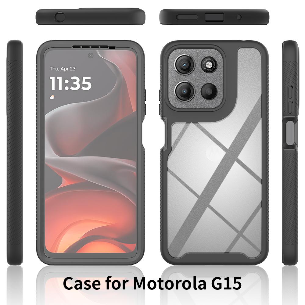 Clear Case for Motorola Moto E15 4G/G15 4G/G05 4G PC+TPU Phone Back Cover with PET Screen Film