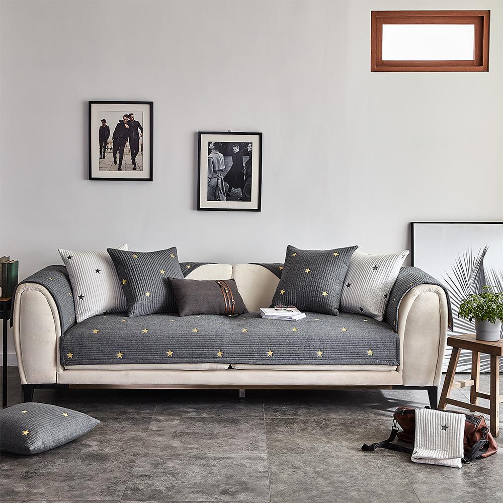 

Новый коврик для дивана, четырехсезонный чехол из чистого хлопка со звездами, противоскользящая подушка, чехол для дивана, предметы интерьера для гостиной, универсальный чехол для дивана 70x70cm 1pcs