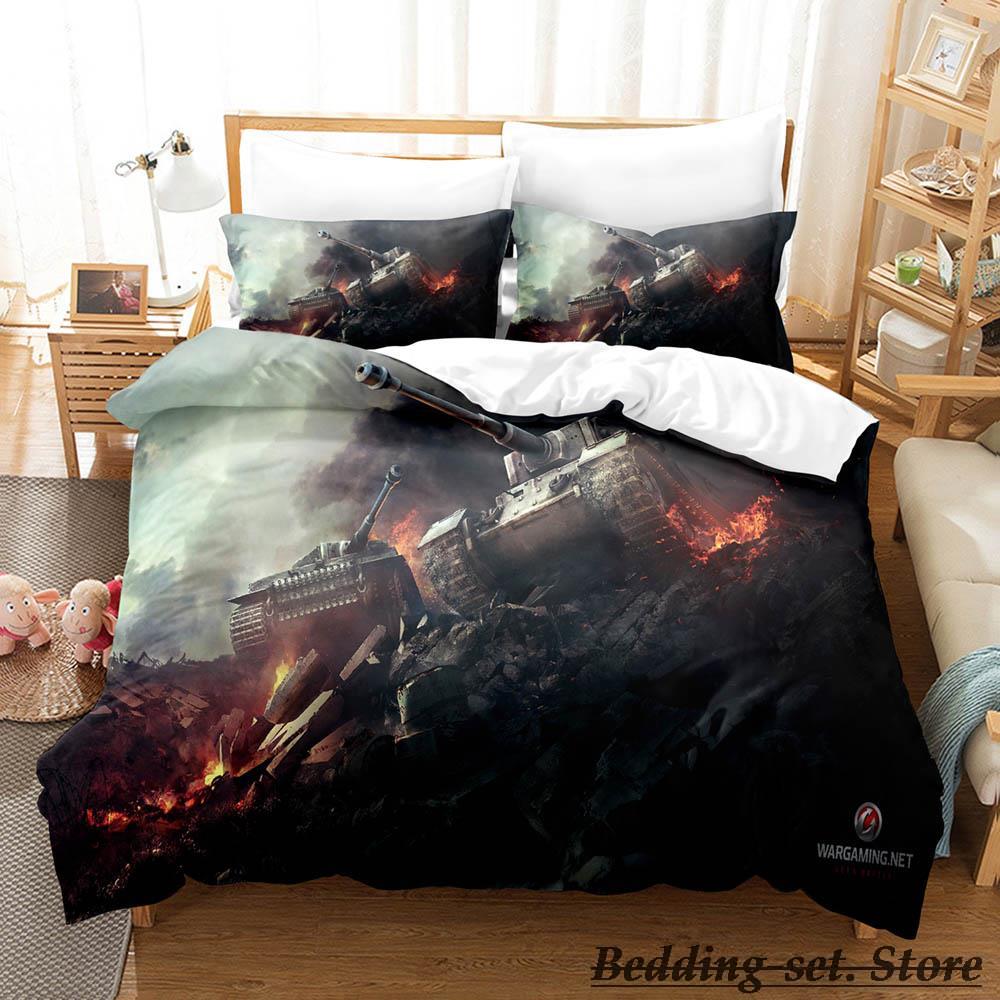 World Of Tanks Bedding Set Single Twin Full Queen King Size Bed Set Adult Kid Bedroom Duvetcover Sets Anime Parure De Lit Bed