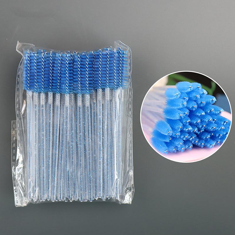

50 шт. Блискуча одноразова щіточка для вій Аплікатор Палички Бігуді Туш Інструменти для макіяжу брів Спулери Гребінці Палички Штучки Щіточки синій