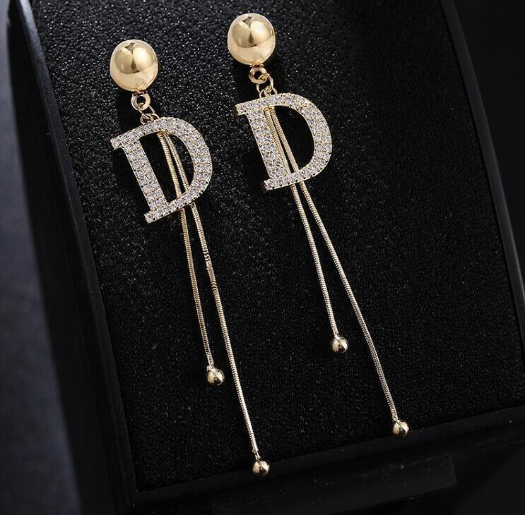 925 Silver Bowknot Tassel Earrings with Diamonds