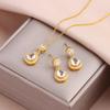 New Fashion Gold Plated Necklaces Earrings Sets For Women Female Trendy Party Jewelry Girls Daily Wear Neck Chain Earrings