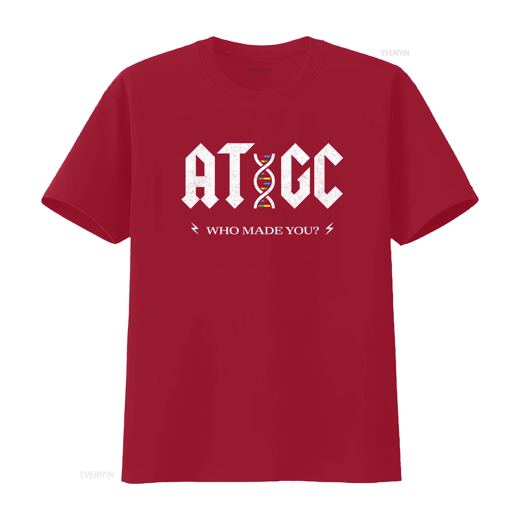 Funny Science T Shirt ATGC Biology DNA Strand Double Helix Who Made You Design vintage Washed Comfortable designer clothes Soft S