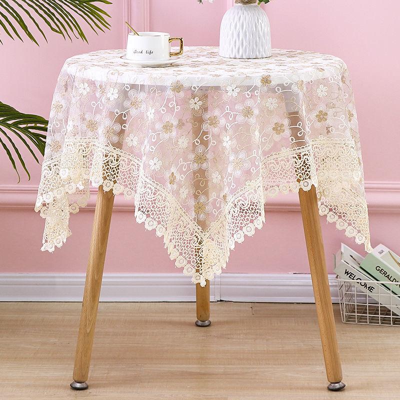 Round Table Cloth Lace Tea Table Cloth, Rectangular Dining Table Square Table Yarn Embroidery Bedside Table Cover Cloth  Multi-purpose Cover Cloth