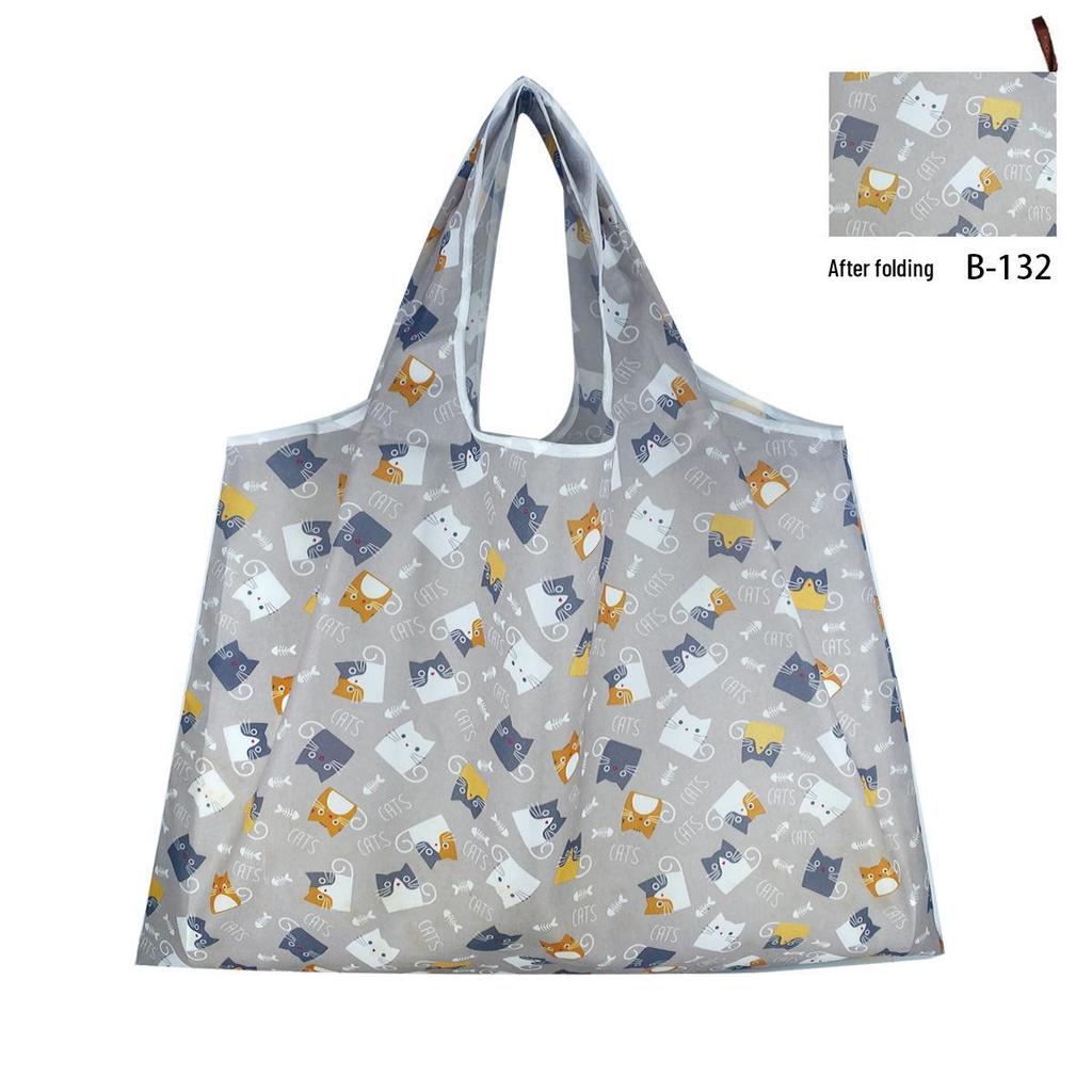 New Arrival: Eco-Friendly Foldable Oxford Cloth Tote - Large Capacity, Creative Portable Shopping Bag with Print Design.