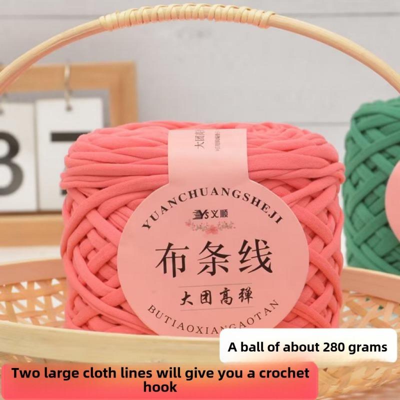 Large Stretch Fabric Strip Thread Medium Thick Thread Hand Woven Hollow Hooks Slippers Hooks Bag Thread Knitting Crochet Yarn