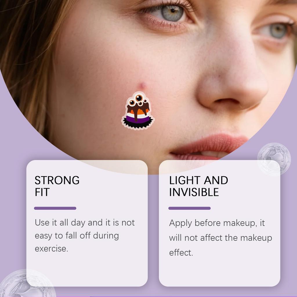 144 Stück Halloween Akne-Patches Hydrokolloid Akne-Patches, Entzündungshemmend, Rötungslindernd und Beruhigende Pflege-Patches