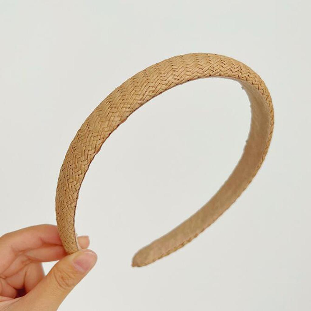 PROLY New Fashion Hairband For Women Narrow Side Headband Solid Color Handmade Straw Weaving Turban Casual Summer Headwear