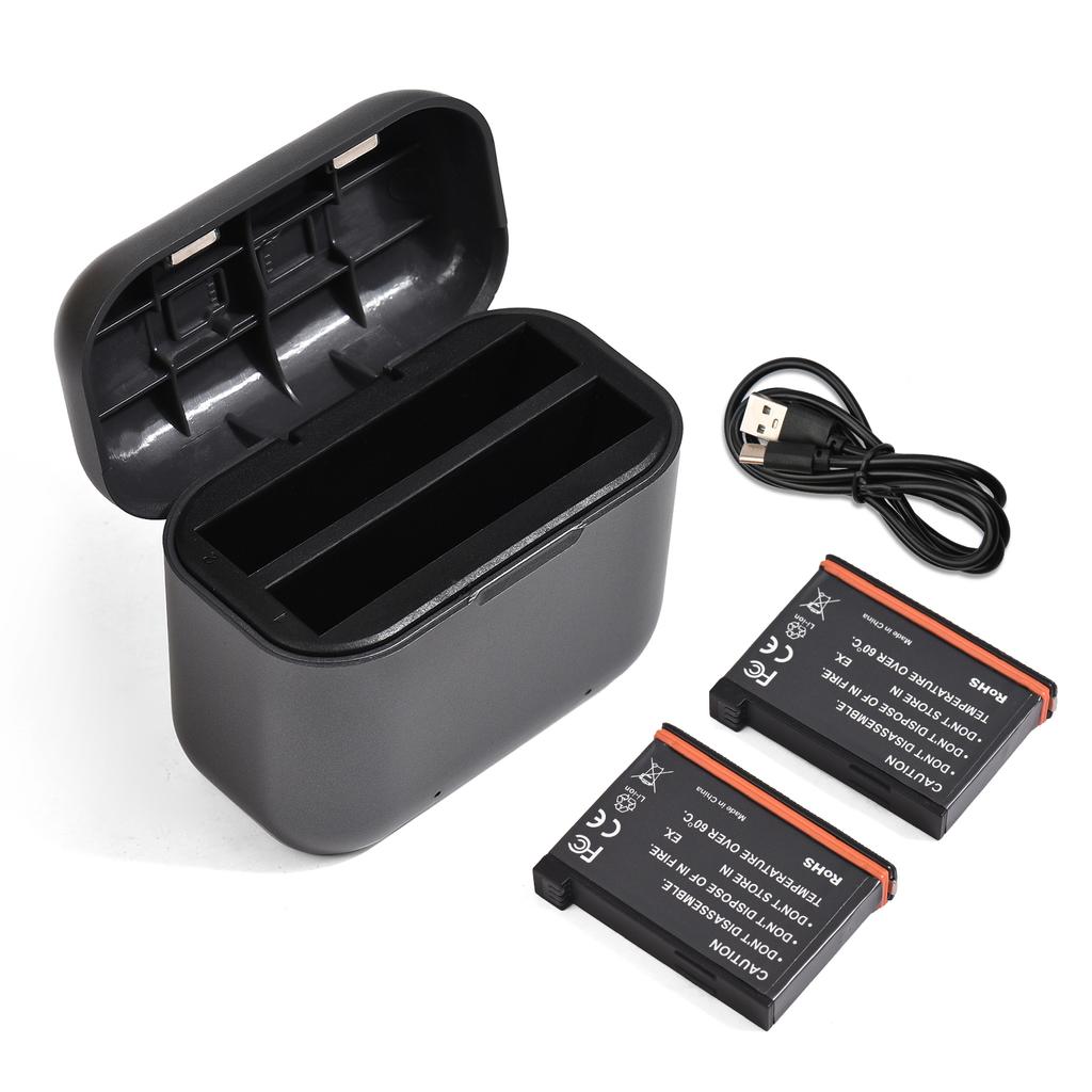 Battery Charger with 2 Battery Channels Charging Box with USB Port Pocket Charging Case with