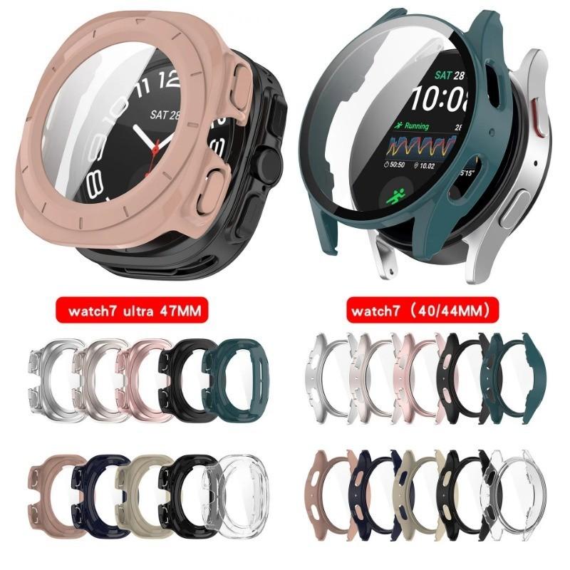 Case+Glass for Samsung Galaxy Watch 7 44mm 40mm Ultra 47mm Accessories Protective Case With Screen Protector Shell Cover