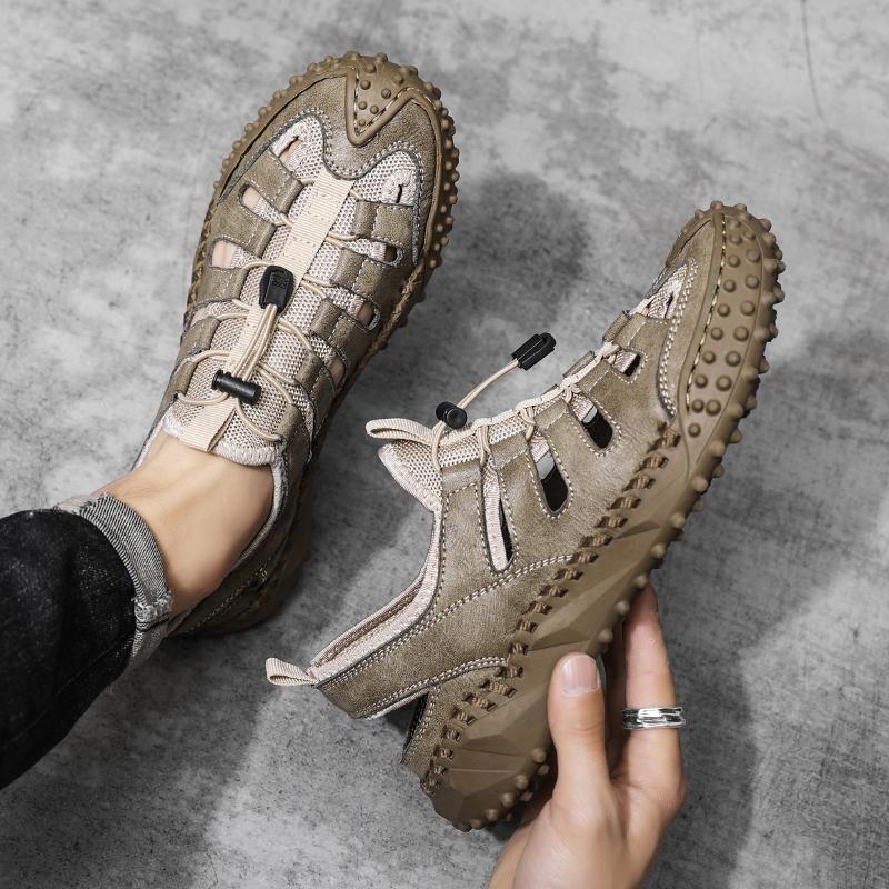 Summer New Mens Flats Outdoor Men Breathable Half Drag Male Antiskid Sport Slippers Quick Dry Beach Shoes Dual-Purpose Sandals