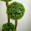 Artificial Boxwood Large 110cm, UV-Resistant Artificial Plant with 3 Balls for Living Room Bedroom Office Garden