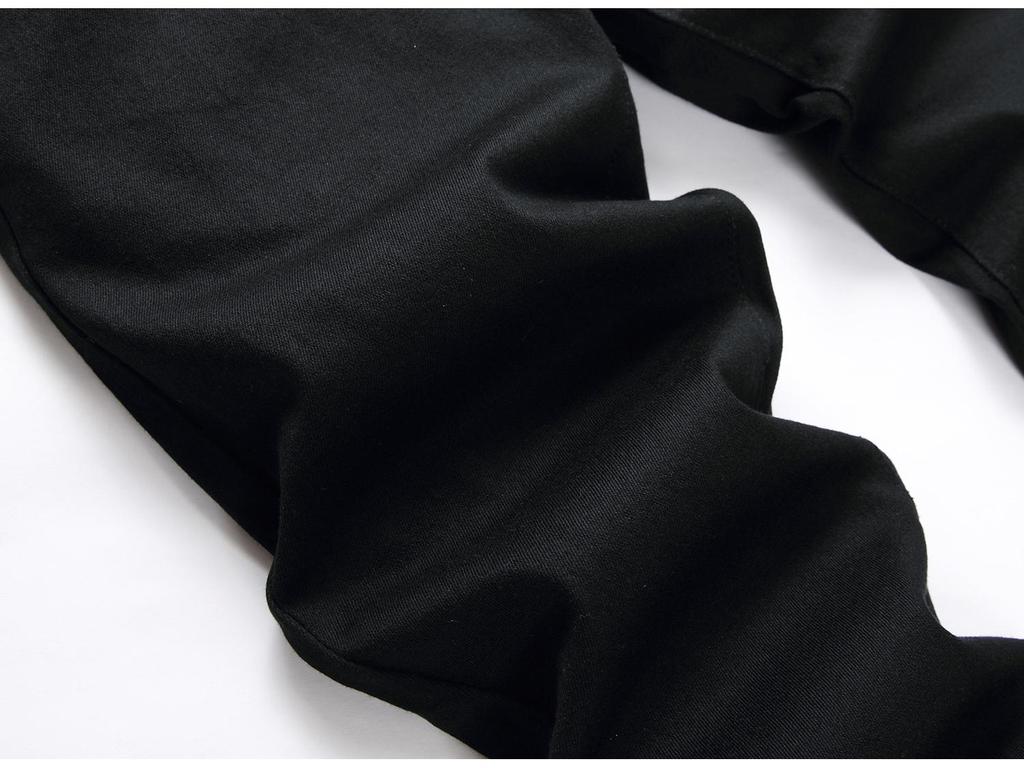 Autumn 2023 Men's Slim Fit Black Street Jeans - Trendy, Elastic Mid-Waist