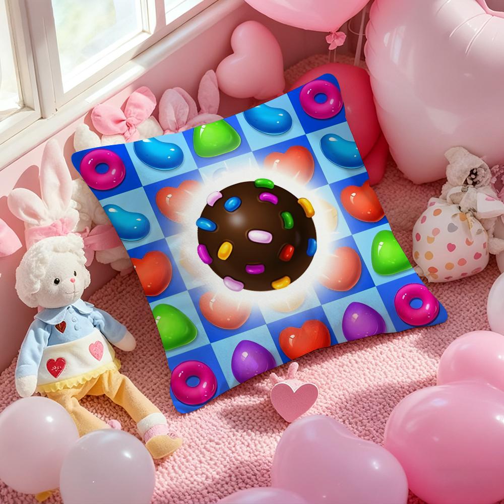 Games C-Candy Crush Sagaes Cushion Cover Pattern Printed Pillowcase for Living Room Sofa Cushion Cover & Bedroom Decor
