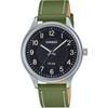 Standard Quartz Men's Watch MTP-B160L-1B1V Black Dial Green Leather Band Imported Model