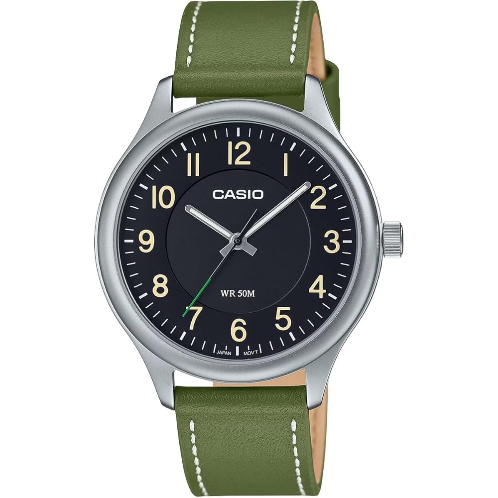 Casio Standard Quartz Men s Watch MTP-B160L-1B1V Black Dial Green Leather Band Imported Model