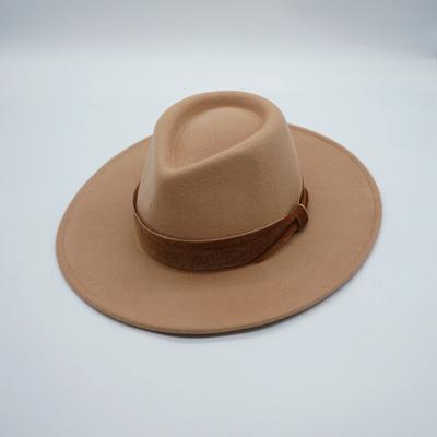 French Elegant Camel Big Wide Wool Panama Jazz Top Hat Women Autumn And Winter Internet Celebrity Foreign Trade Felt British Tide