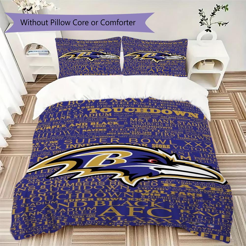 Baltimore Ravens Muster Bettwäsche Steppset Steppdecke Kissenbezug Heimdekoration Geburtstagsgeschenk (1*Bettbezug + 2*Kissenbezug ohne Füllung)
