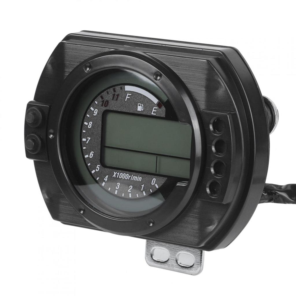 Motorcycle Speedometer, Universal DC Digital Speedometer Odometer Tachometer, 0-11000 R/Min 0-199KM/H7 Color Light Bike Speedometer