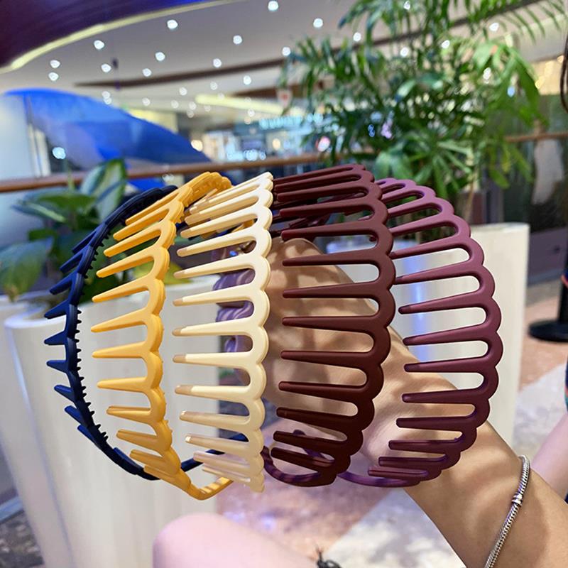 Koreanische Damen Haarkamm Rutschfestes Stirnband Kunststoff U-Form Haarreifen Einfarbig Feste Zähne Haarbänder Kopfschmuck Haaraccessoires