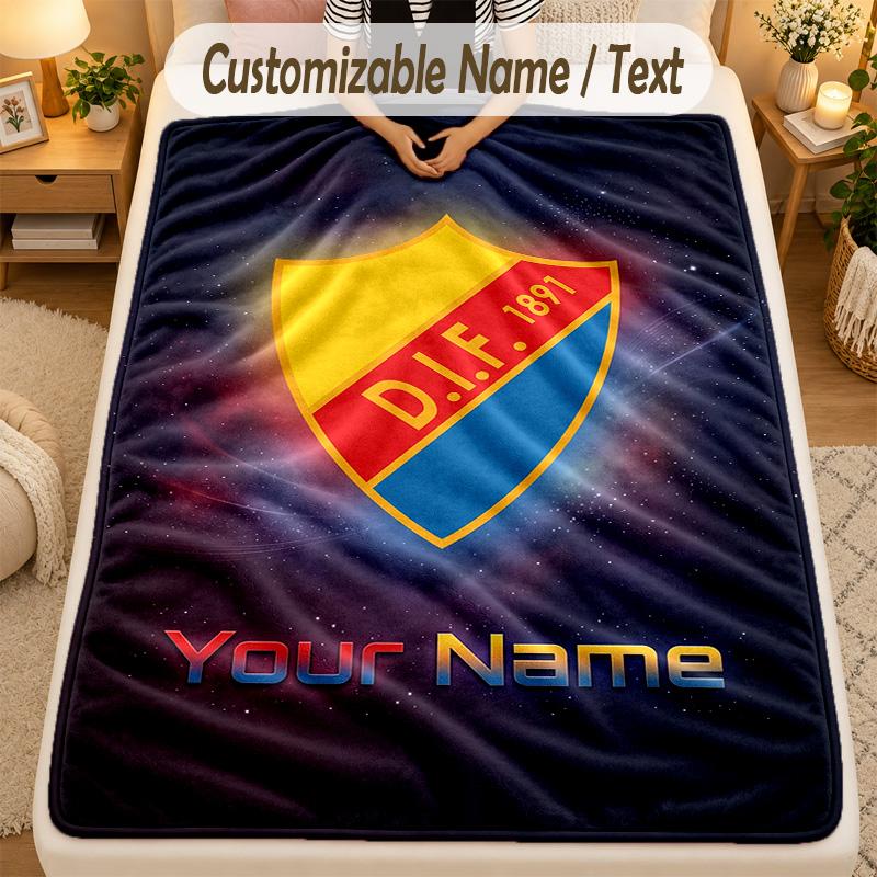 Flannel BlanketDjurgårdens IF Custom Name Text Personalized Soft Warm Throw Blanket Home Decor Gift