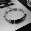 Fashion retro stainless steel chain splicing tiger's eye titanium steel men's bracelet