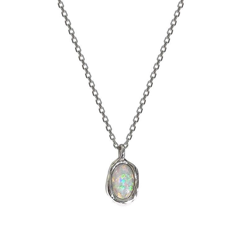 Irregular Opal Pendant Necklace Charm Small and Slim Chain Collar Chain Simple and Versatile