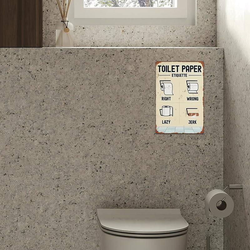 Toilet Paper Etiquette Metal Sign, 12 x 8 inches