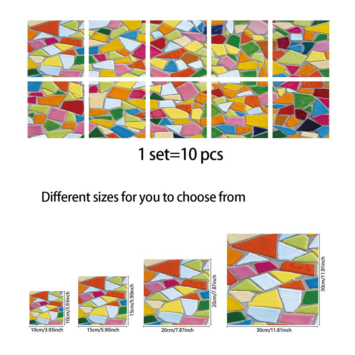 

10 шт., серо-белые красочные наклейки на мраморную плитку, кухонный шкаф, ванная комната, домашний декор, самоклеящиеся хрустальные твердые пленки, художественные наклейки на стены 15cm×15cm×10pcs