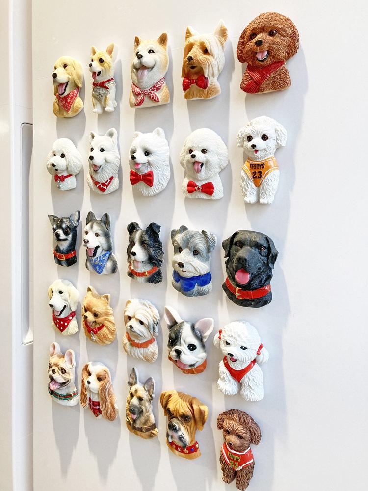 3D Shiba Inu & Pomeranian Dog Fridge Magnet - Teddy Magnetic Pet Decor Sticker
