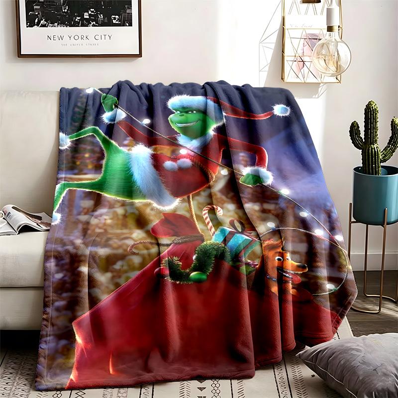 How the Grinch Stole Christmas Theme Blanket Suitable For The Sofa Camping And Travel Made Of Soft Flannel Material An Ideal Gift For Occasions Such A