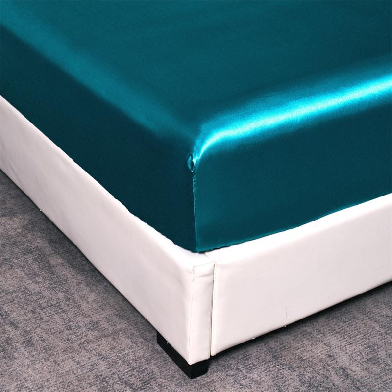 Summer Luxury Satin Silk-like Bed Sheet Set (Flat Sheet/Fitted Sheet + Pillowcase) Solid Color Mattress Cover Twin Full Queen
