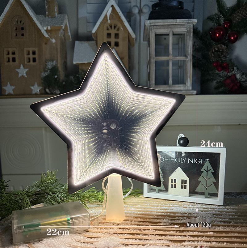 Christmas Transparent Luminous Star Tree Topper - Light-up Five-Pointed Decoration