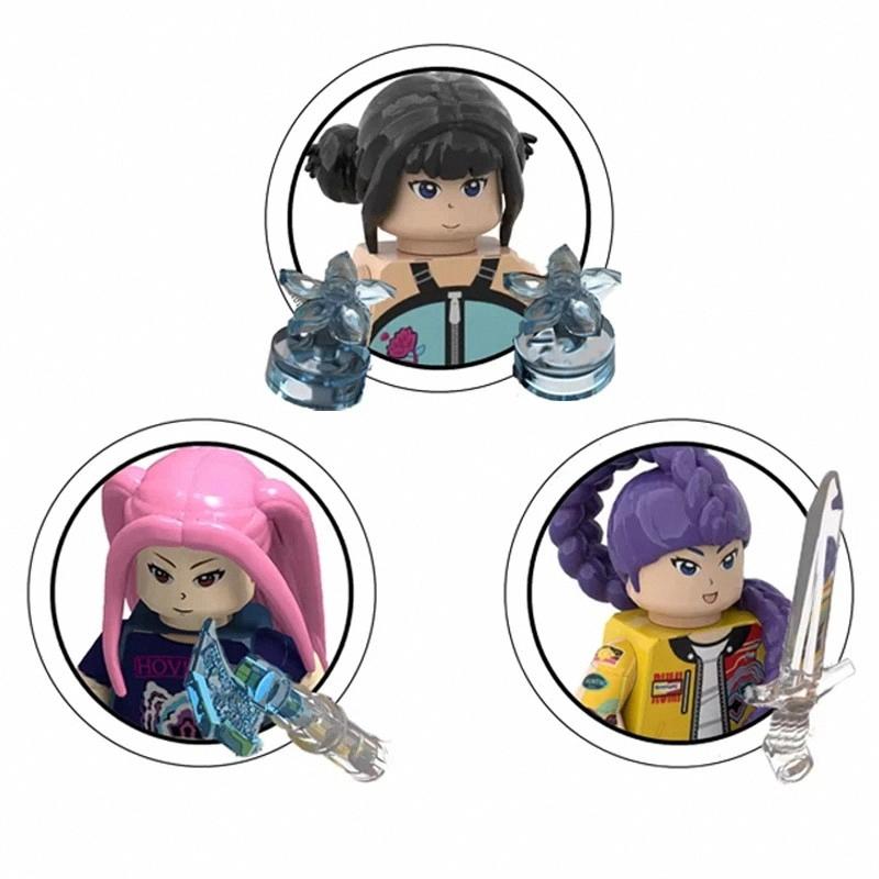 KPOP Lovci démonů Kreslená panenka Stavební kostky Kawaii Mini akční figurka Hlava Sestavit Hračky Dětské vzdělávací hračky Dárek