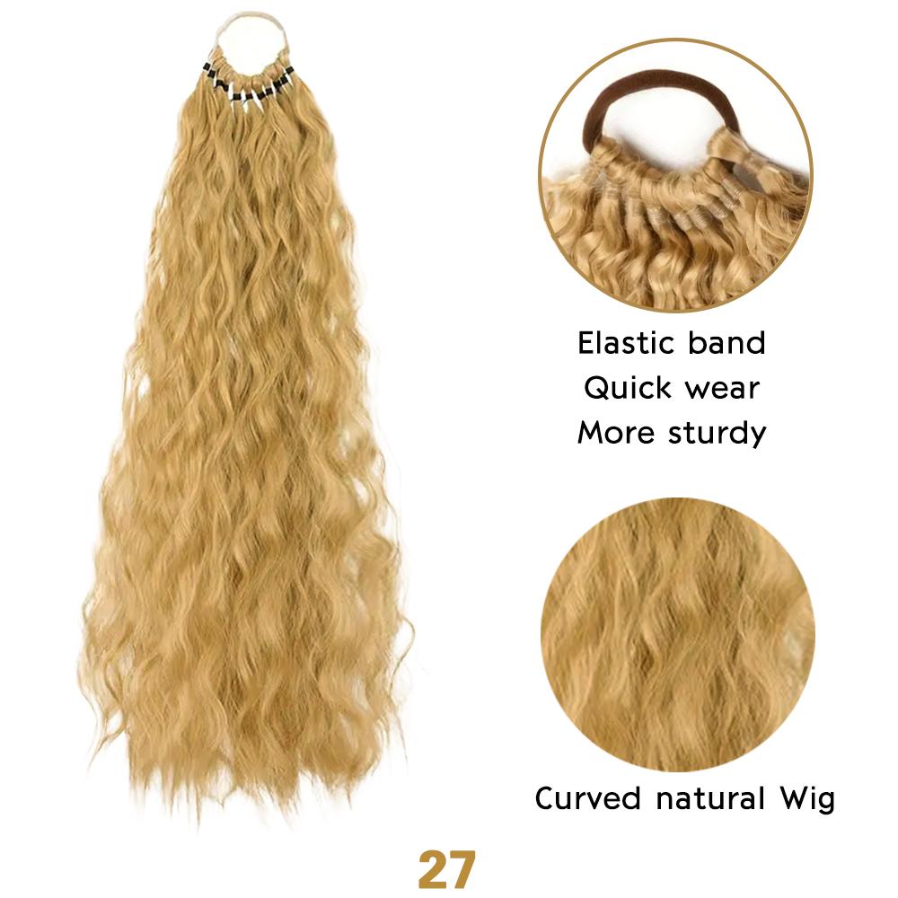 XINRAN Synthetic Long Curly With Elastic Band Ponytail Extension Wrap Around Heat Resistant Pony Tail For Women Daily Party Wear