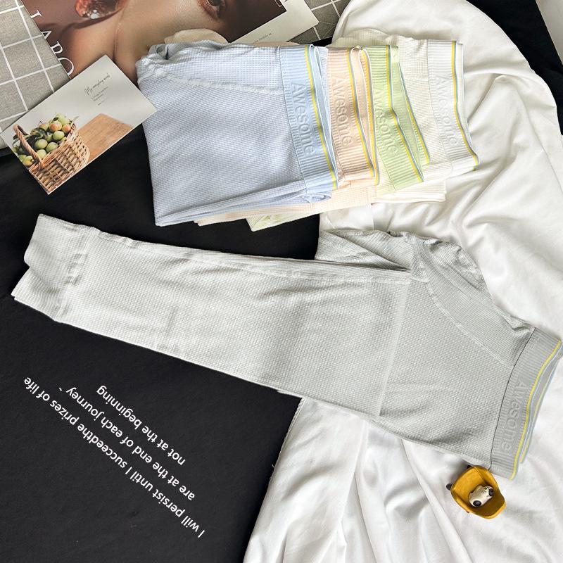 Men's Slim Waffle Leggings: Autumn/Winter Nine-Point Pajama Pants