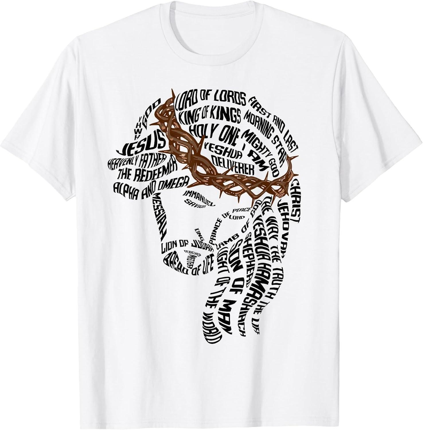 BEST! Christian Names of Jesus Christ Face Gospel Religious Bible Tee Size S-3XL XXXXL