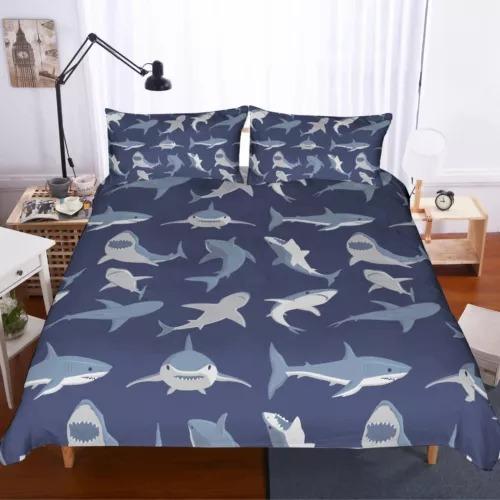 

Shark Soft Duvet Cover Beding Decoration featuring Shark Patern Suitable for Children, Children Kids plus Adult Peoples Warm Soft Comfortable 120*200cm Single