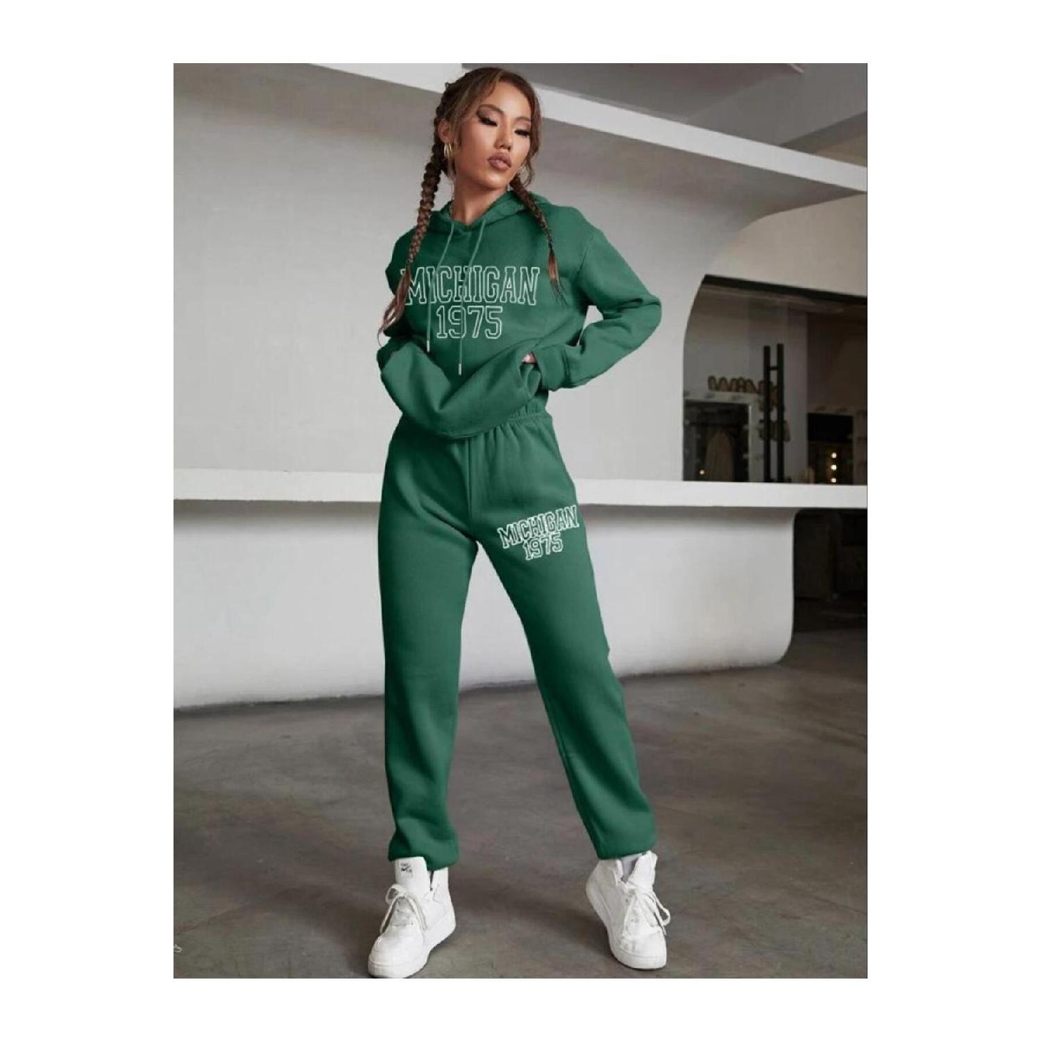 

Женский спортивный костюм оверсайз из трех нитей с принтом Michigan 1975 из флиса S синий