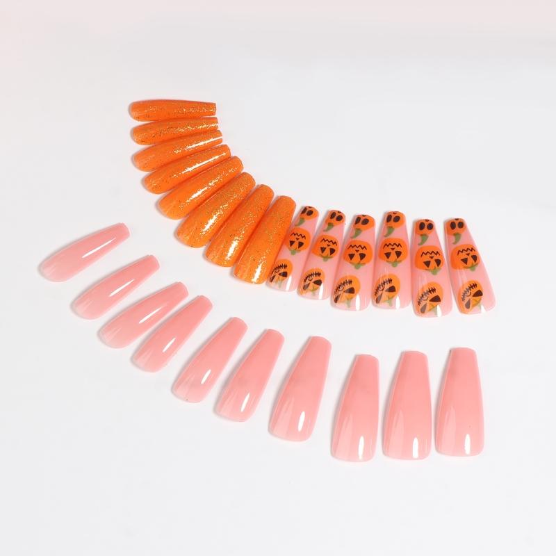 24Pcs Stiletto Fake Nails Coffin Nails Halloween False Nails Punk Full Cover Artificial Press On Nails for Women Girls